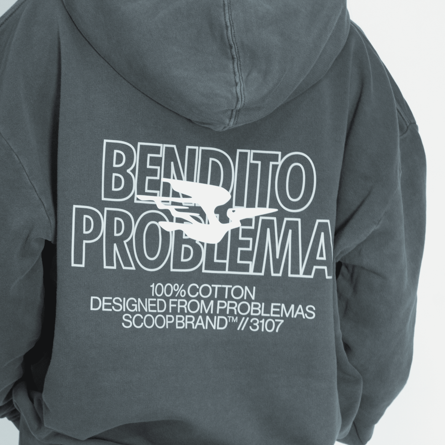 JET GREY "BENDITO PROBLEMA" OVERSIZED HOODIE