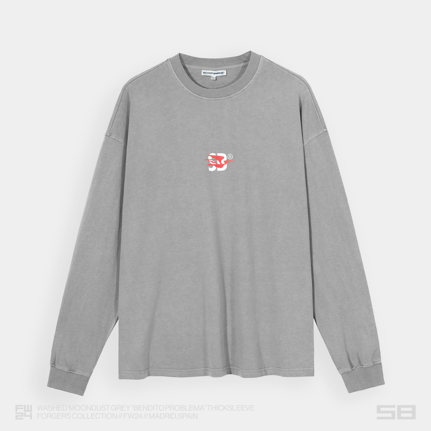 WASHED MOONDUST GREY "BENDITO PROBLEMA" THICKSLEEVE