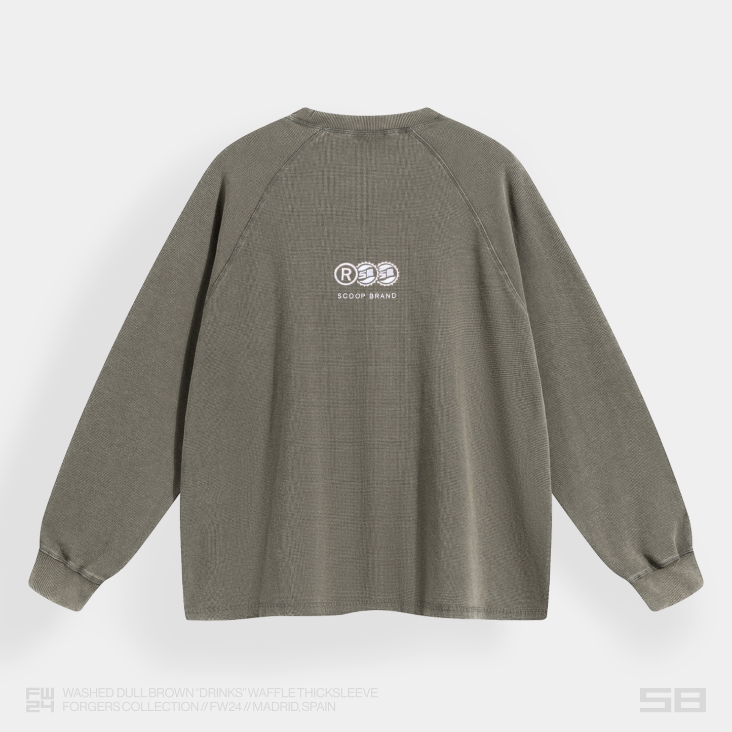 WASHED DULL BROWN "DRINKS" WAFFLE THICKSLEEVE
