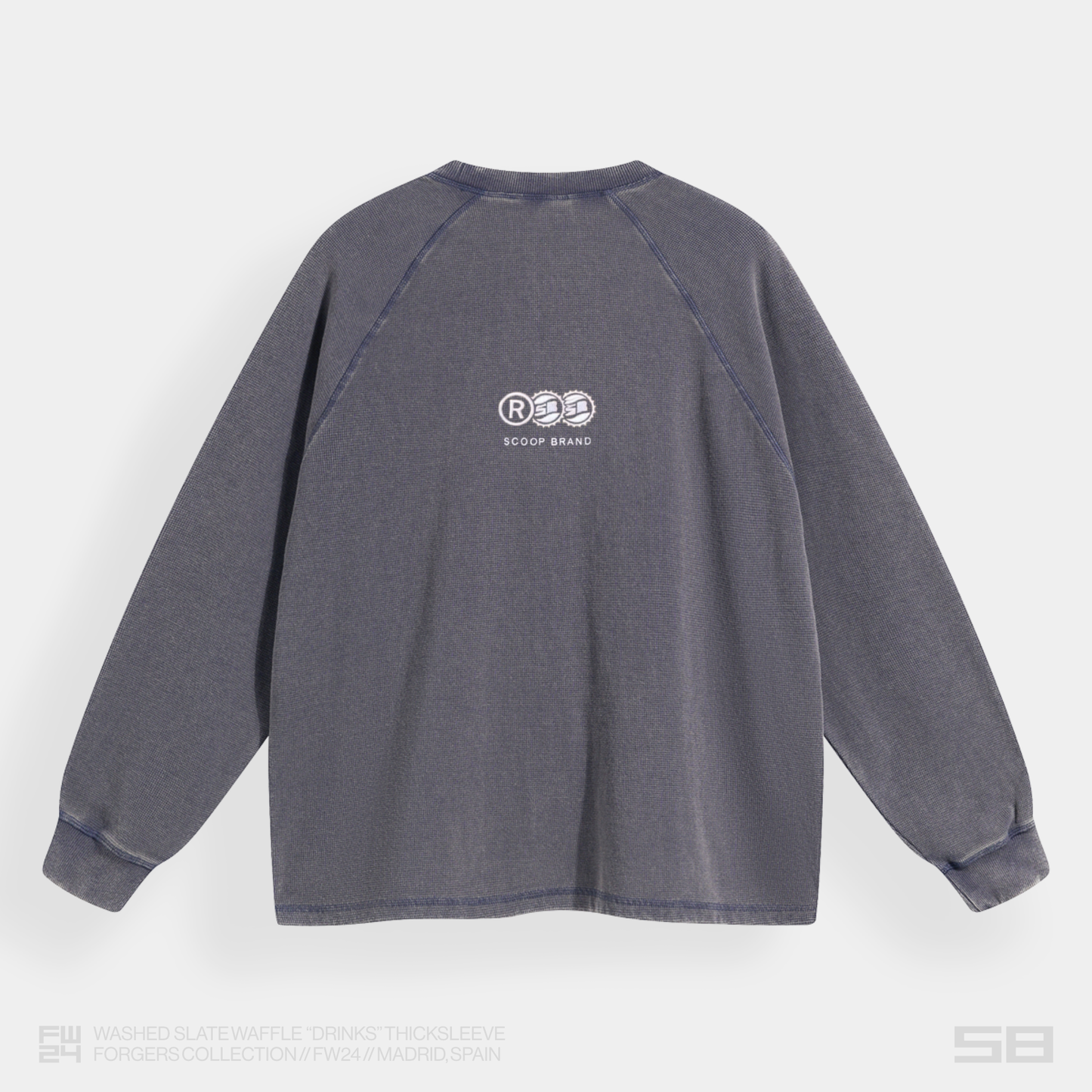 WASHED SLATE "DRINKS" WAFFLE THICKSLEEVE