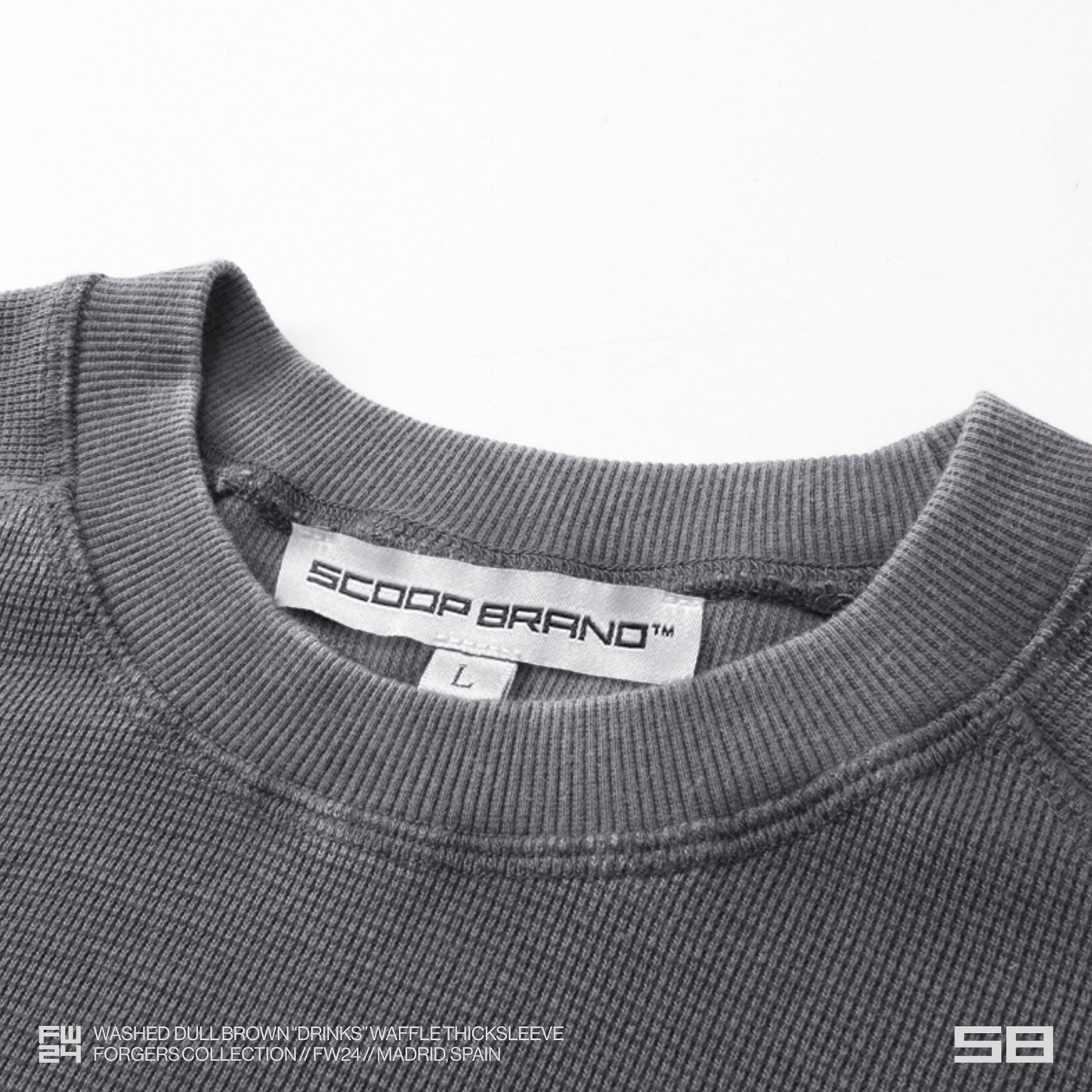 WASHED SLATE "DRINKS" WAFFLE THICKSLEEVE
