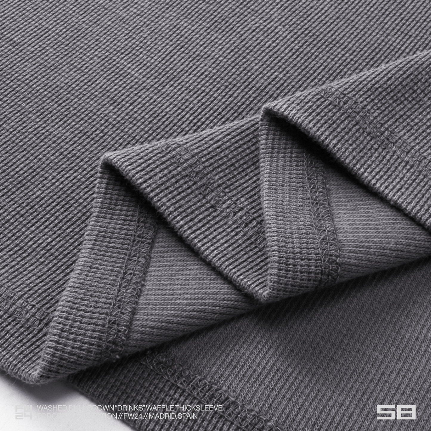 WASHED SLATE "DRINKS" WAFFLE THICKSLEEVE