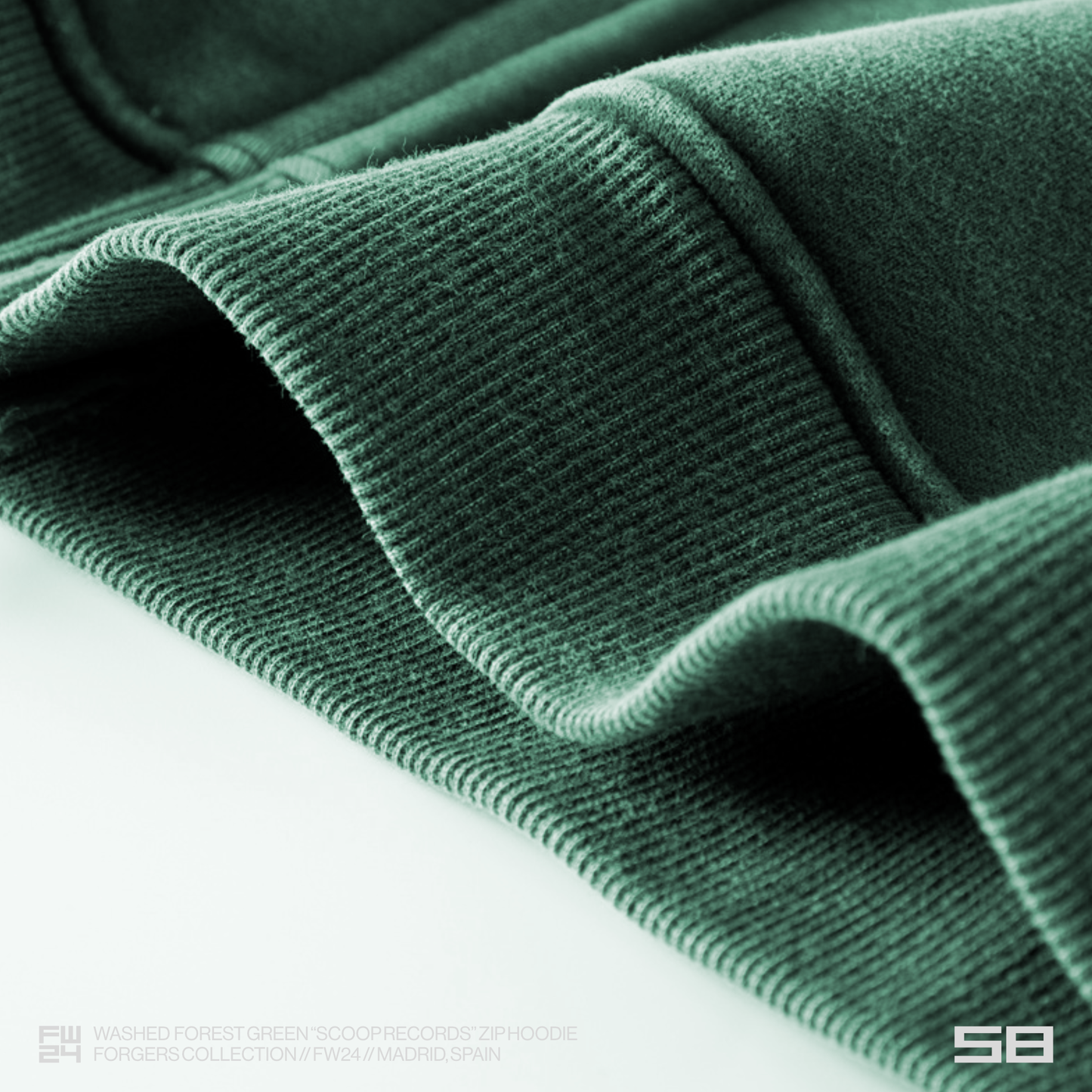 WASHED FOREST GREEN "SCOOP RECORDS" ZIP HOODIE