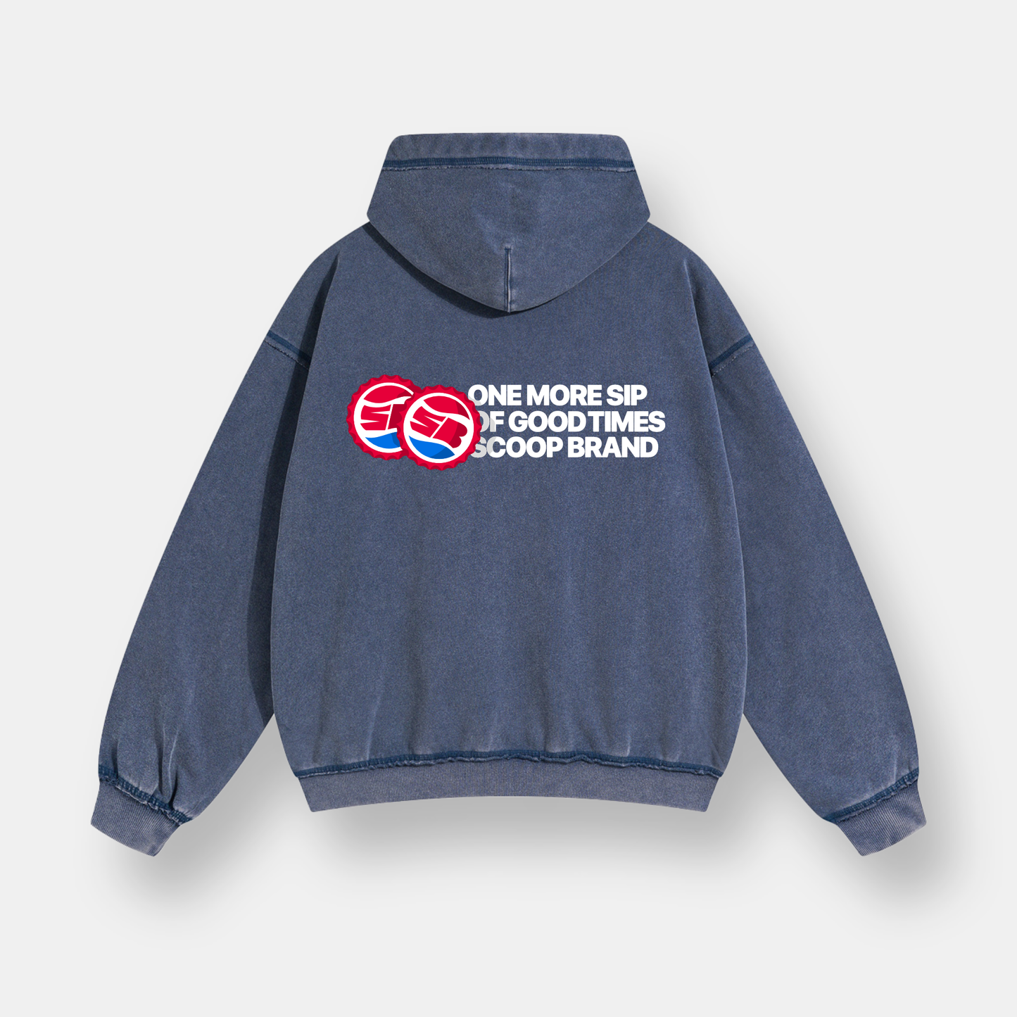 DRINKS DENIM BLUE ZIPPED HOODIE