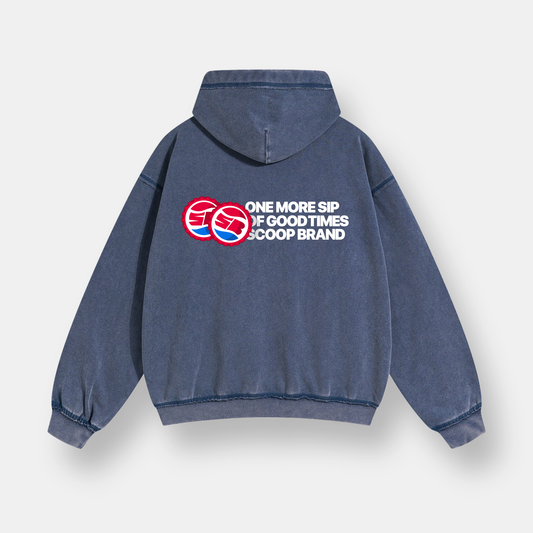 DRINKS DENIM BLUE ZIPPED HOODIE