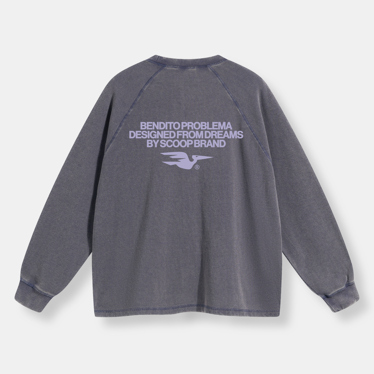 LOGO WASHED SLATE BLUE WAFFLE THICKSLEEVE