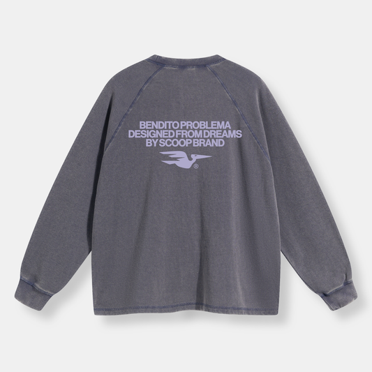 LOGO WASHED SLATE BLUE WAFFLE THICKSLEEVE