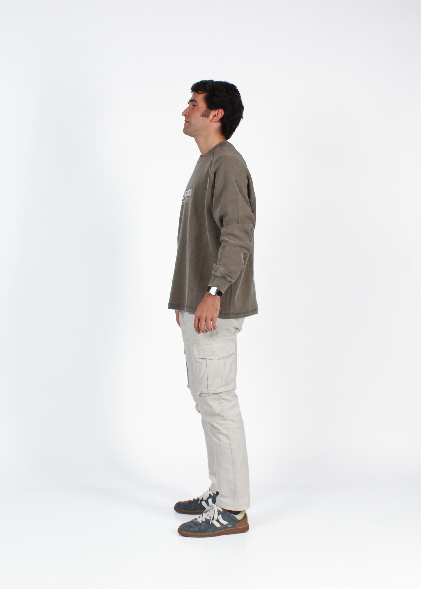 WASHED DULL BROWN "DRINKS" WAFFLE THICKSLEEVE