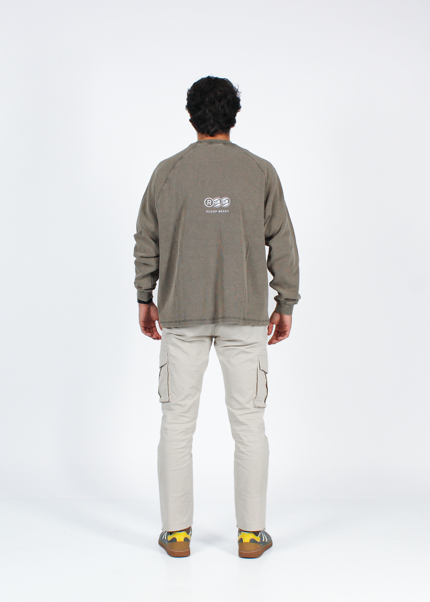 WASHED DULL BROWN "DRINKS" WAFFLE THICKSLEEVE