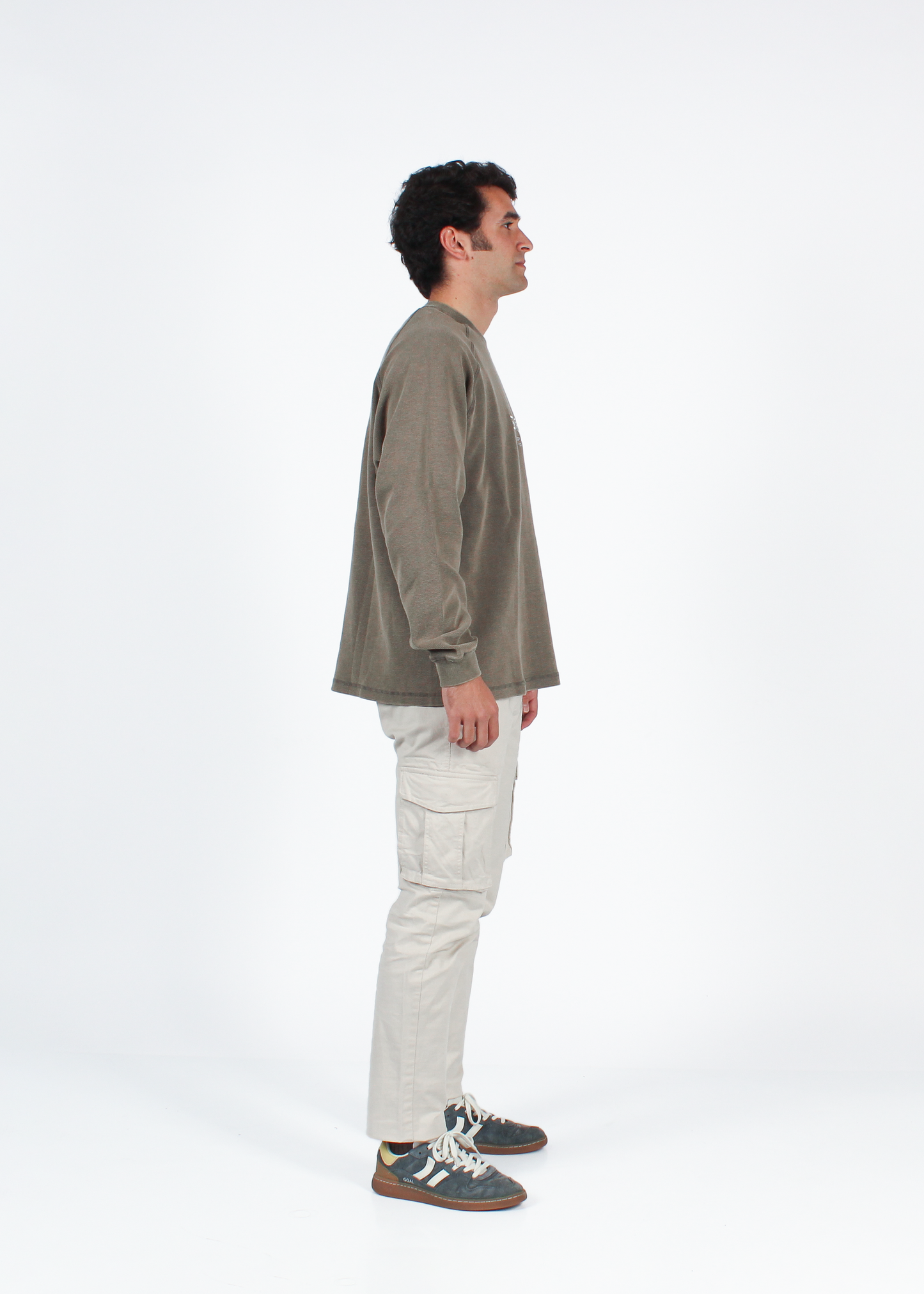 WASHED DULL BROWN "DRINKS" WAFFLE THICKSLEEVE