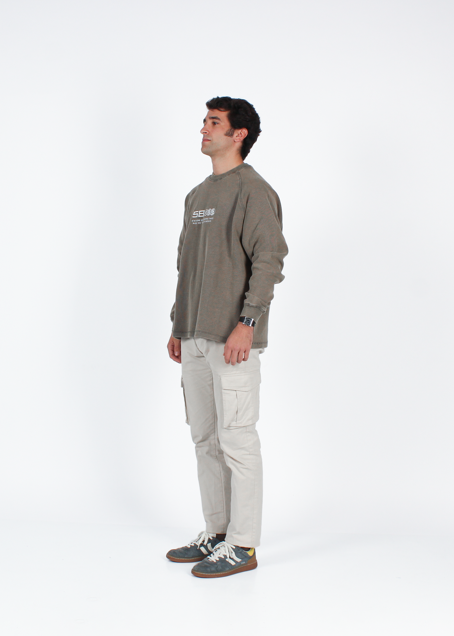 WASHED DULL BROWN "DRINKS" WAFFLE THICKSLEEVE