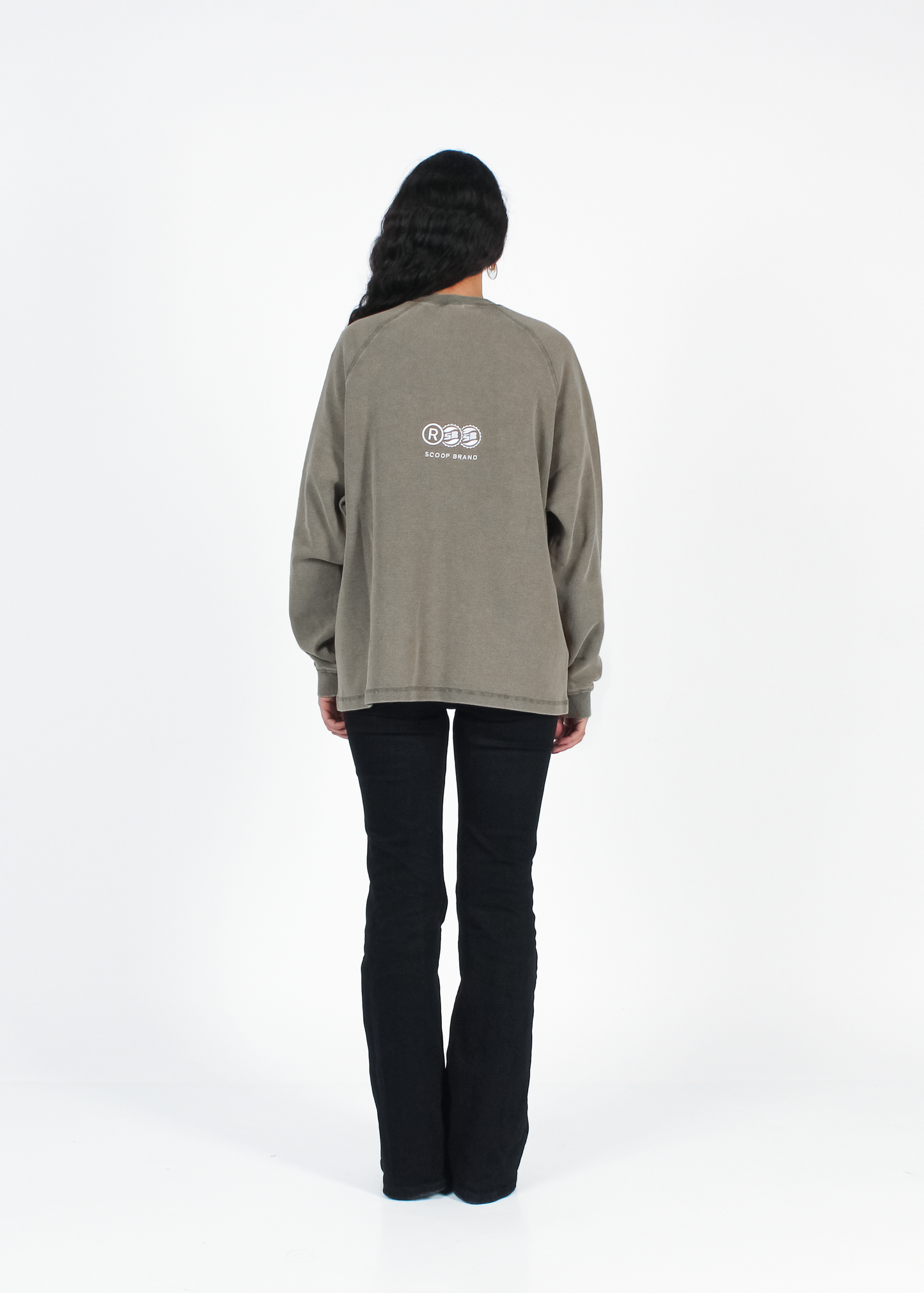 WASHED DULL BROWN "DRINKS" WAFFLE THICKSLEEVE