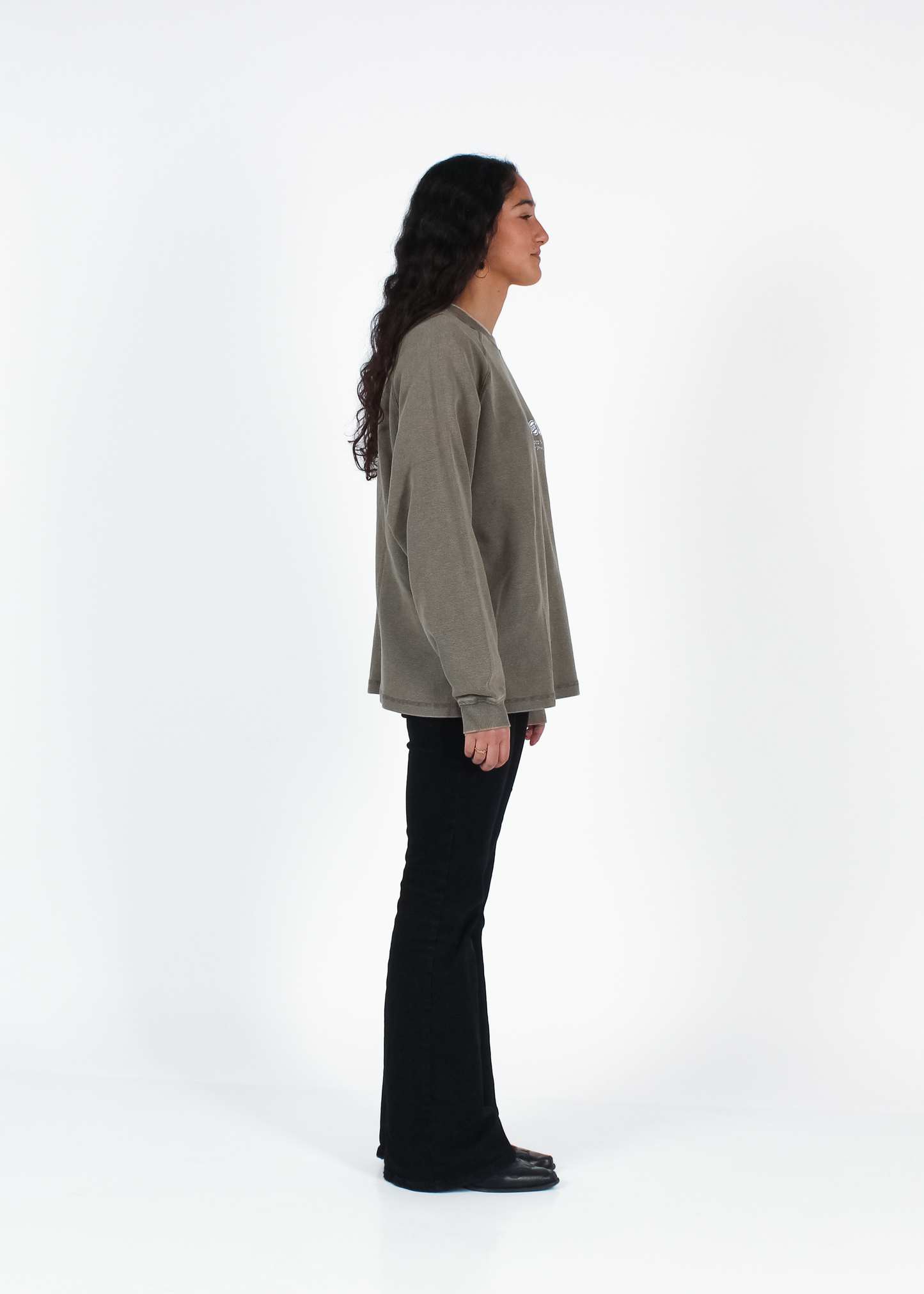 WASHED DULL BROWN "DRINKS" WAFFLE THICKSLEEVE