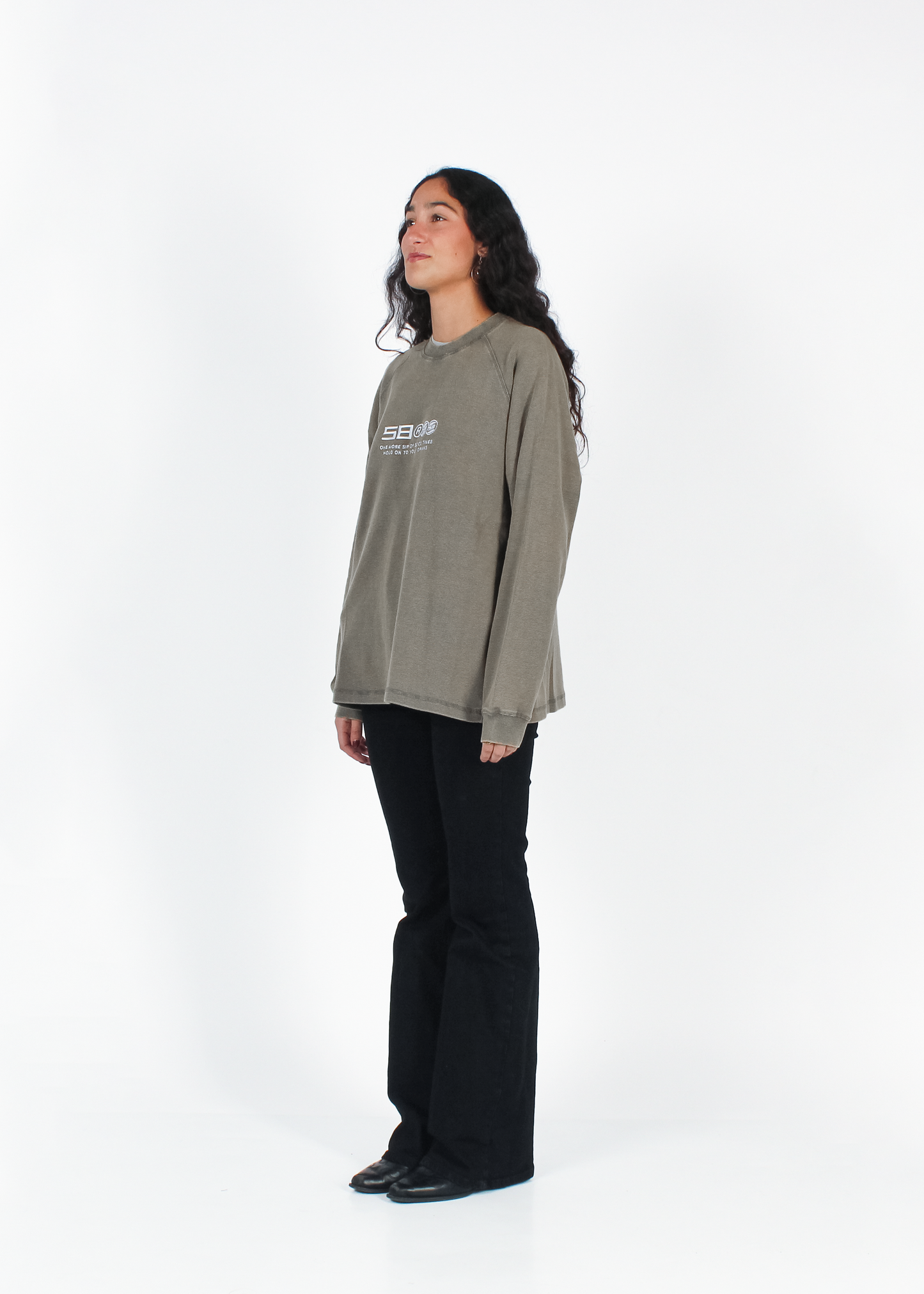 WASHED DULL BROWN "DRINKS" WAFFLE THICKSLEEVE