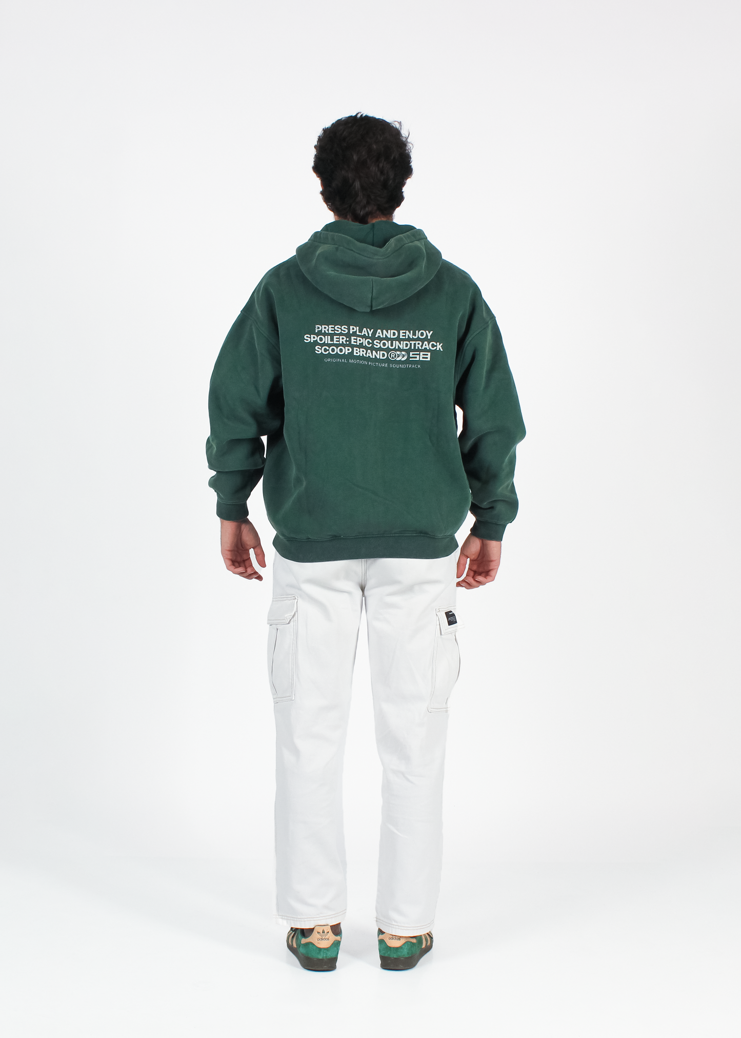 WASHED FOREST GREEN "SCOOP RECORDS" ZIP HOODIE