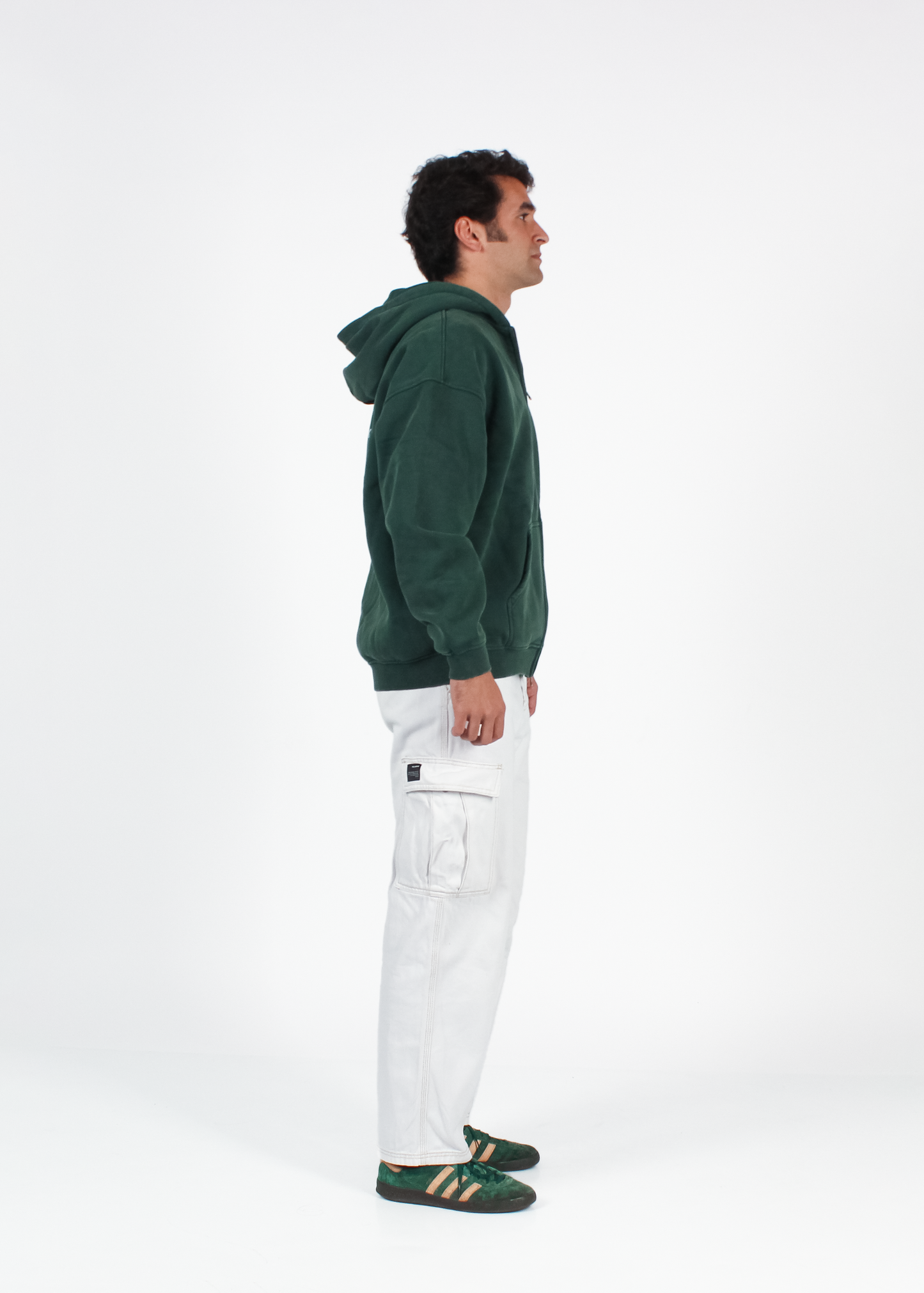 WASHED FOREST GREEN "SCOOP RECORDS" ZIP HOODIE