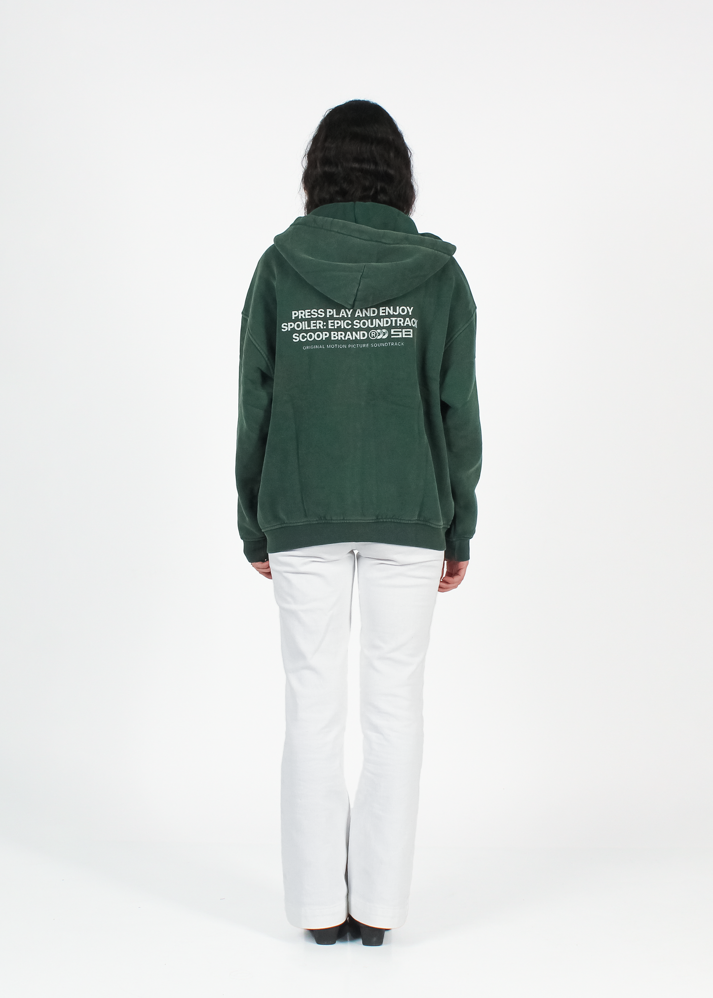 WASHED FOREST GREEN "SCOOP RECORDS" ZIP HOODIE