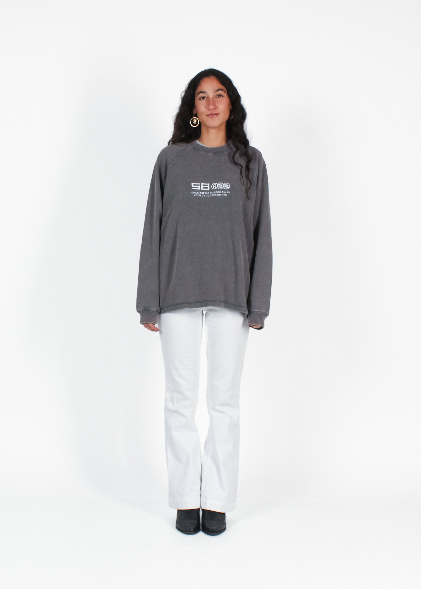 WASHED SLATE "DRINKS" WAFFLE THICKSLEEVE