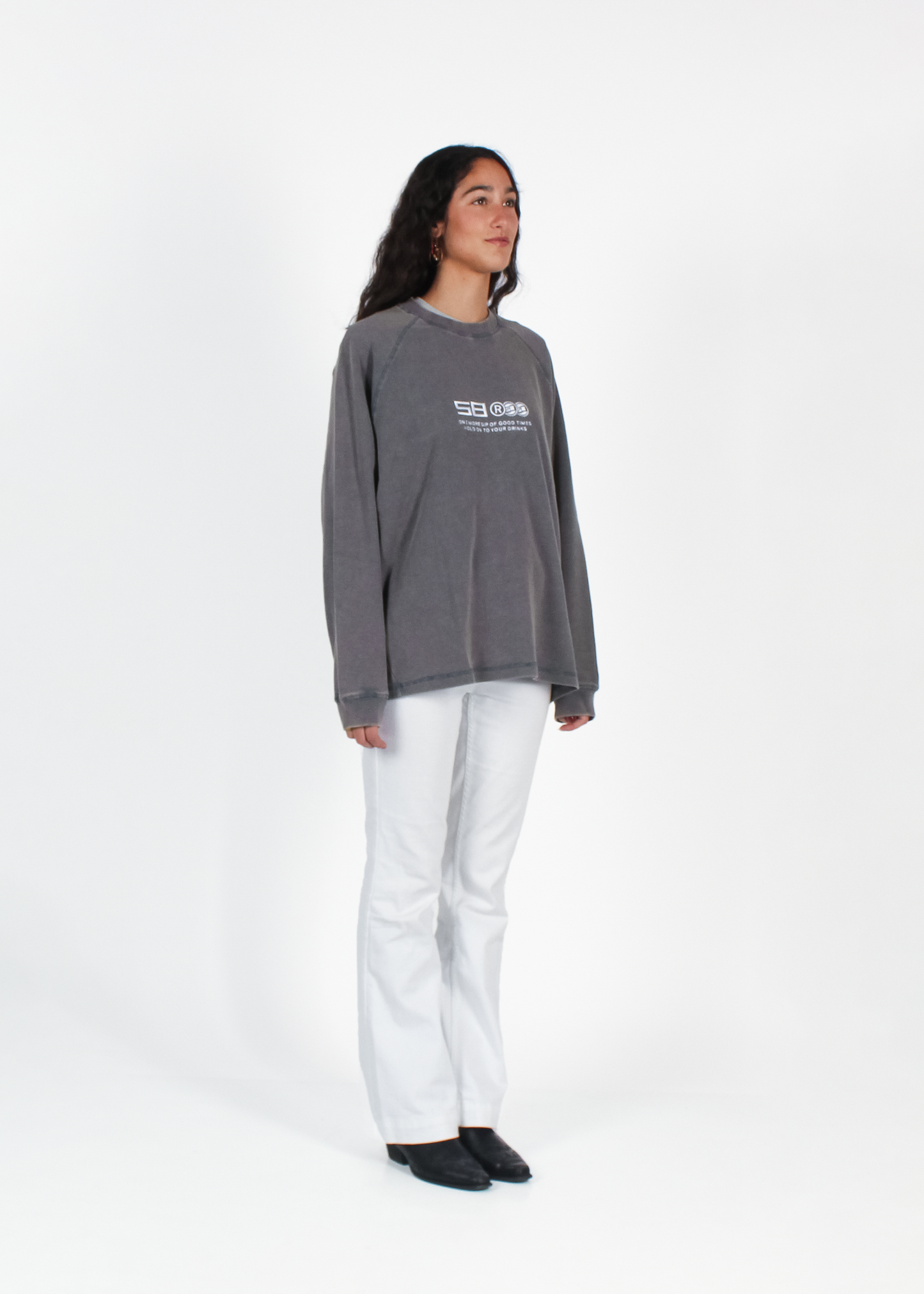 WASHED SLATE "DRINKS" WAFFLE THICKSLEEVE