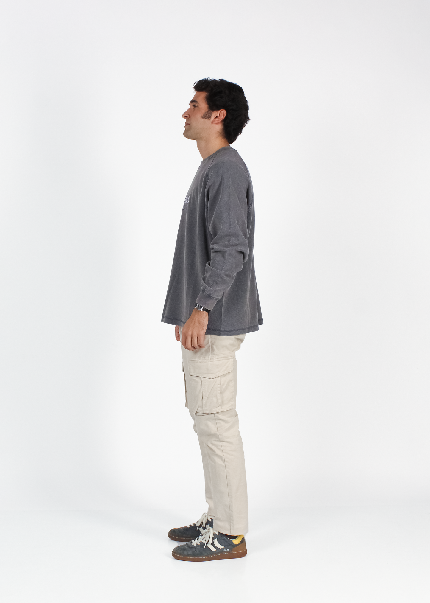 WASHED SLATE "DRINKS" WAFFLE THICKSLEEVE