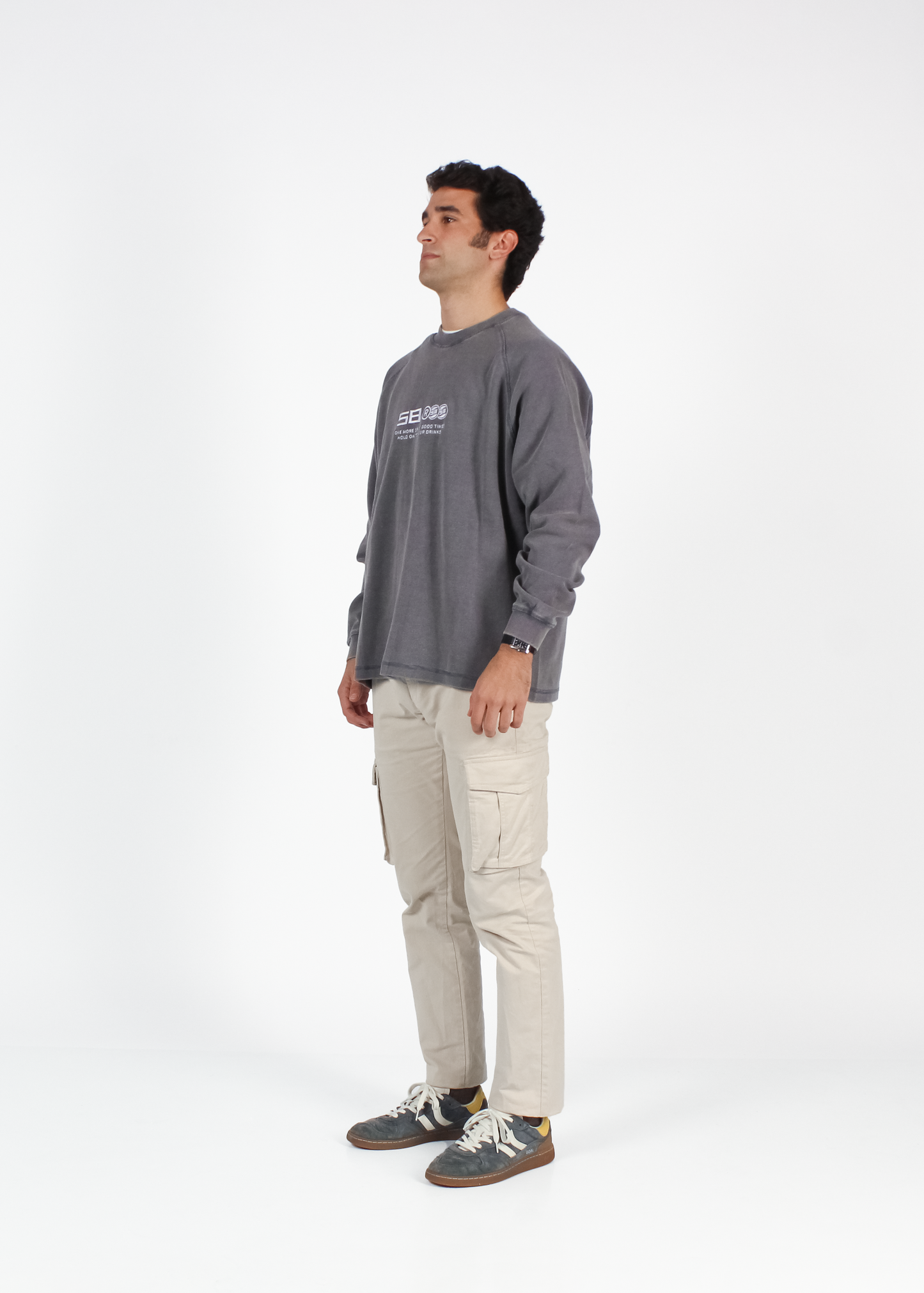 WASHED SLATE "DRINKS" WAFFLE THICKSLEEVE
