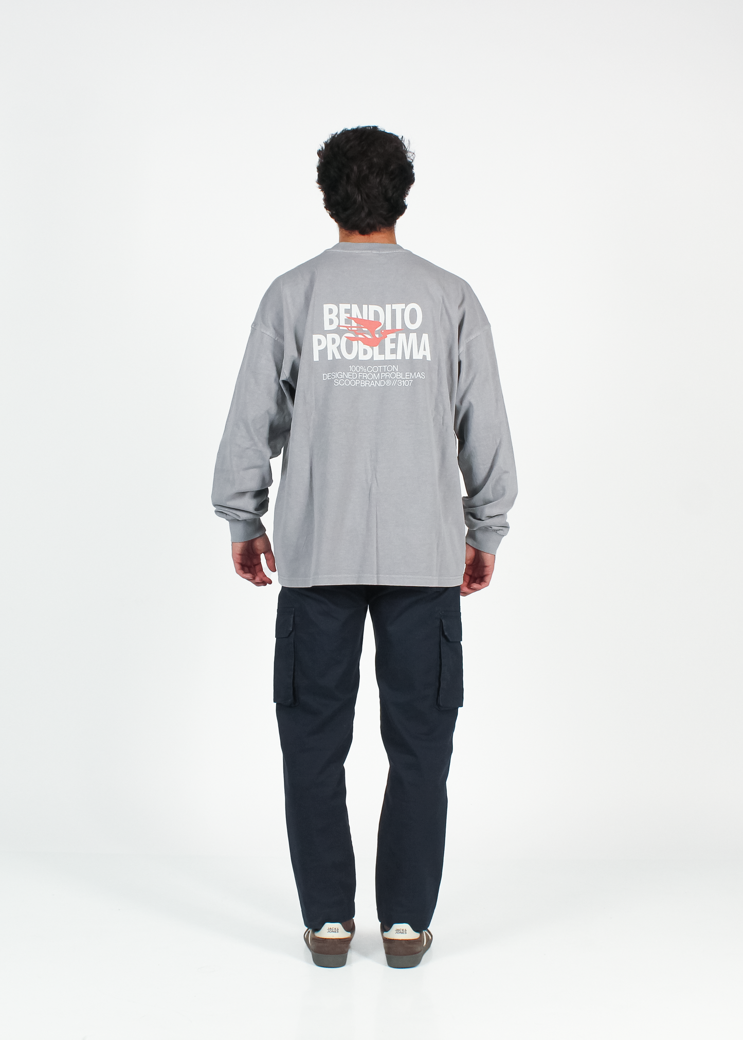 WASHED MOONDUST GREY "BENDITO PROBLEMA" THICKSLEEVE