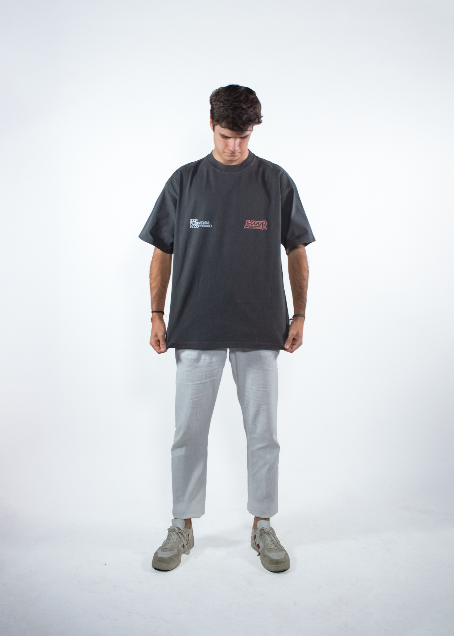 WASHED SHADOW GREY "INERCIA" OVERSIZED TEE