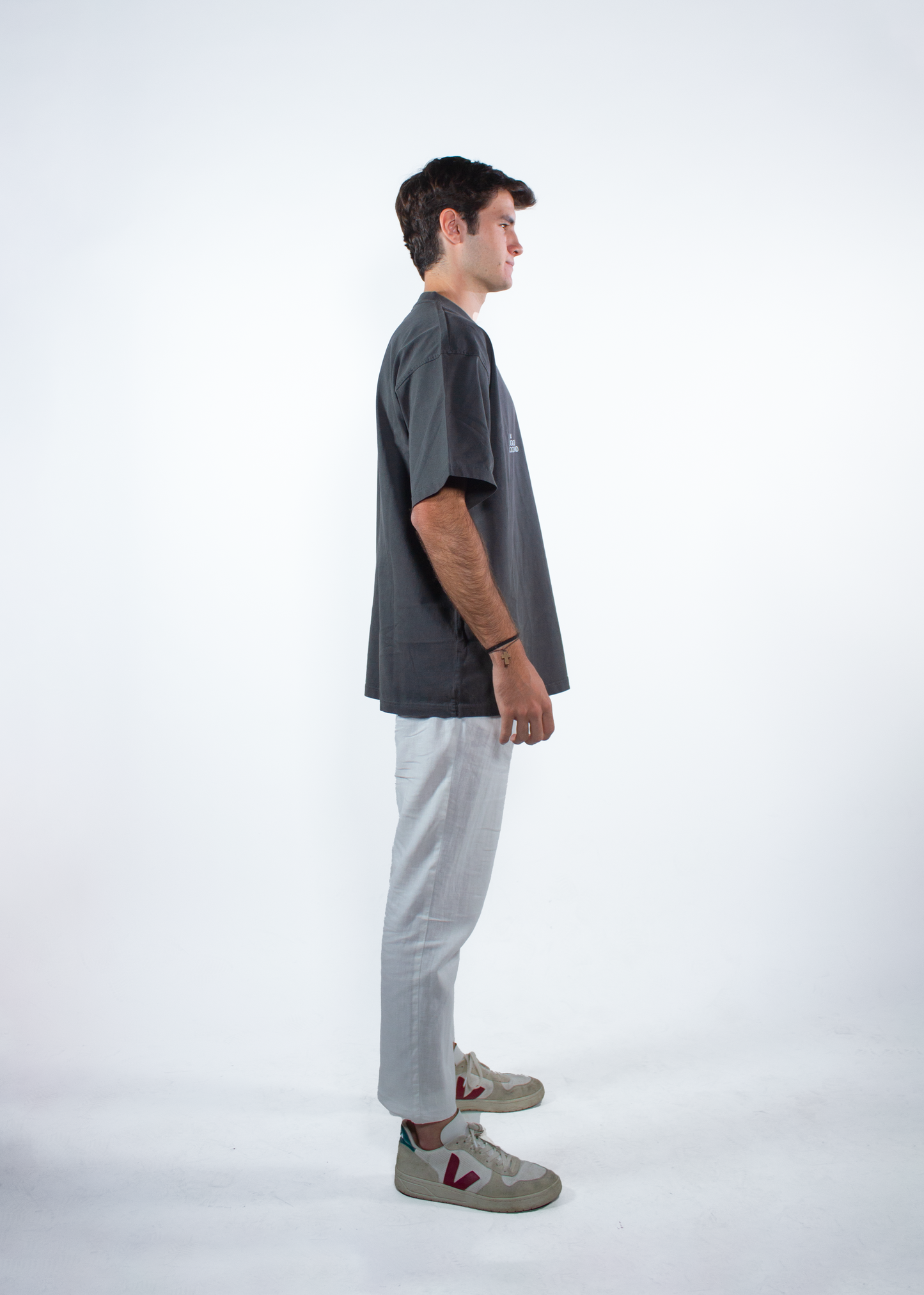 WASHED SHADOW GREY "INERCIA" OVERSIZED TEE