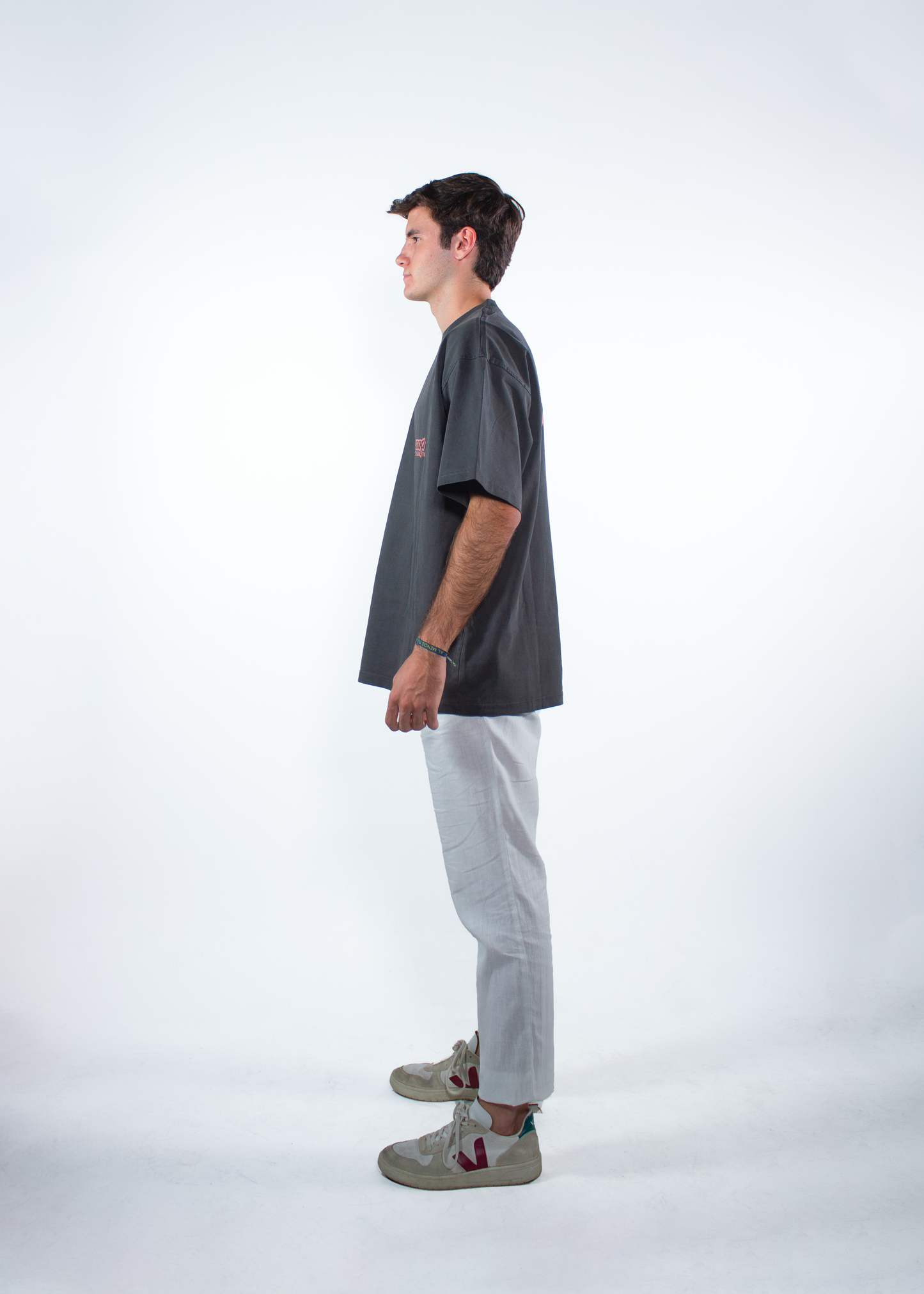 WASHED SHADOW GREY "INERCIA" OVERSIZED TEE