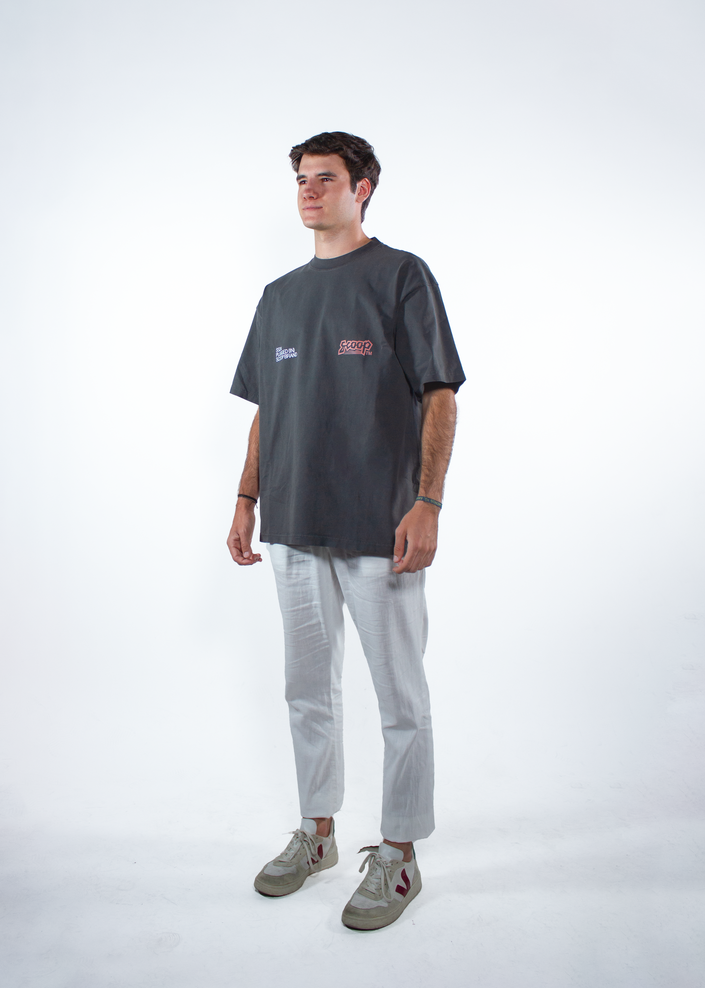 WASHED SHADOW GREY "INERCIA" OVERSIZED TEE