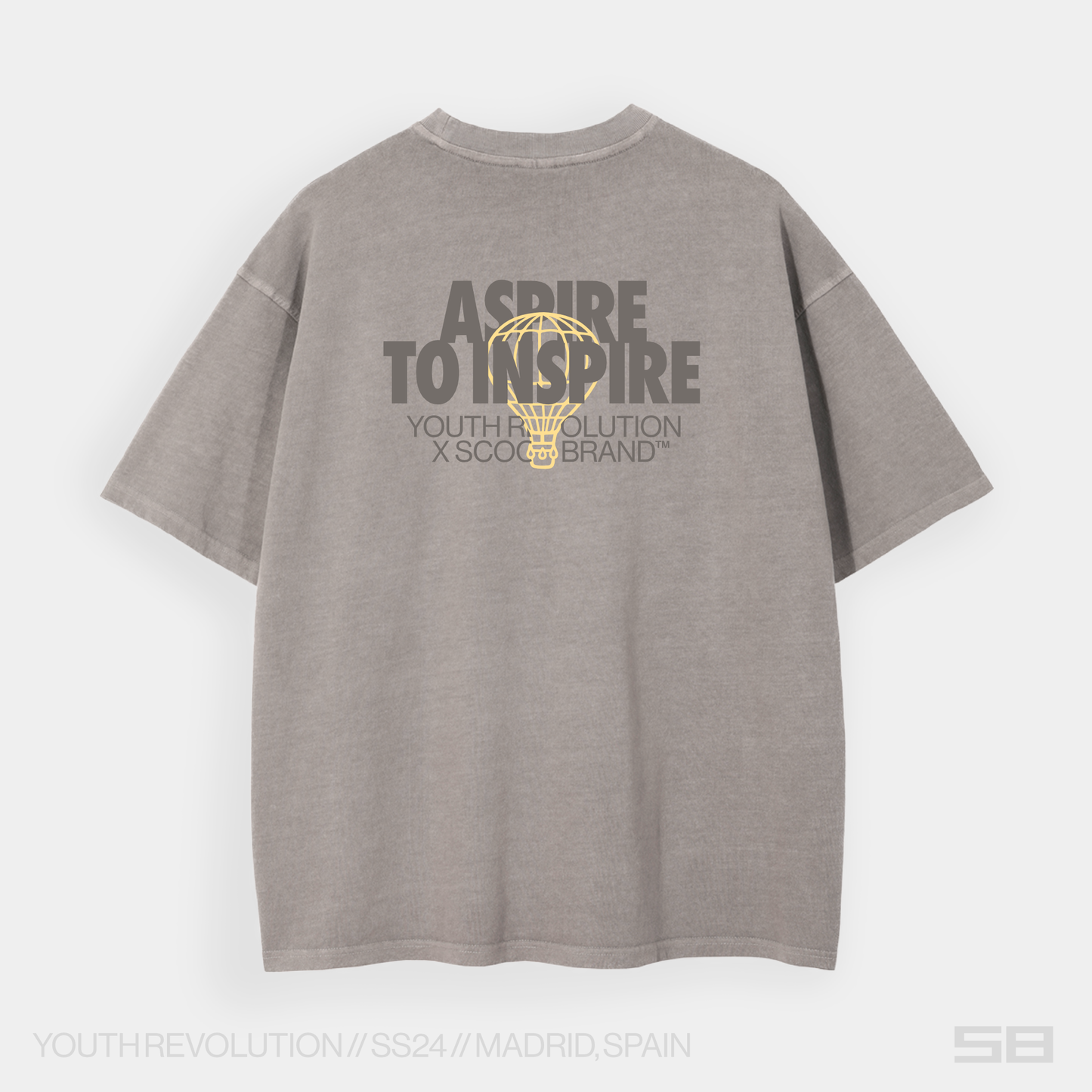 YOUTH REVOLUTION X SCOOP BRAND STONE GREY OVERSIZED TEE