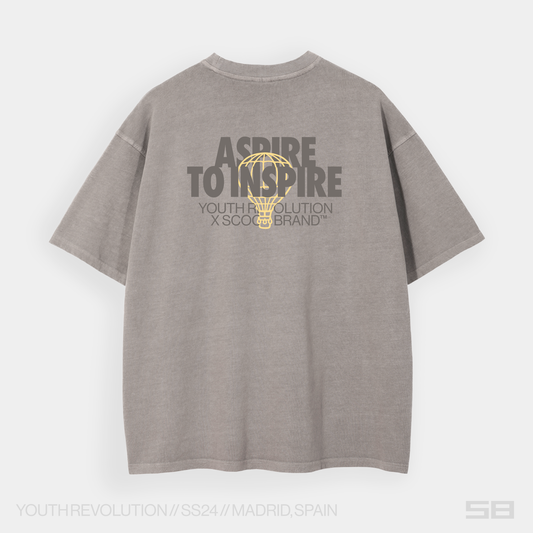 YOUTH REVOLUTION X SCOOP BRAND STONE GREY OVERSIZED TEE