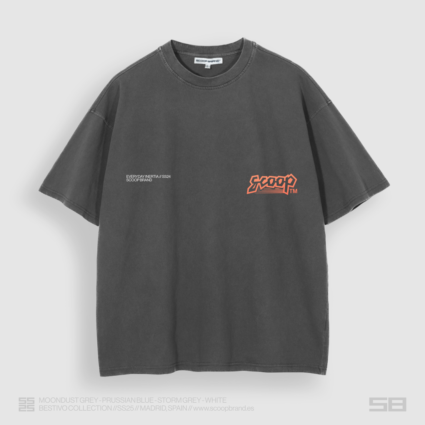 WASHED SHADOW GREY "INERCIA" OVERSIZED TEE