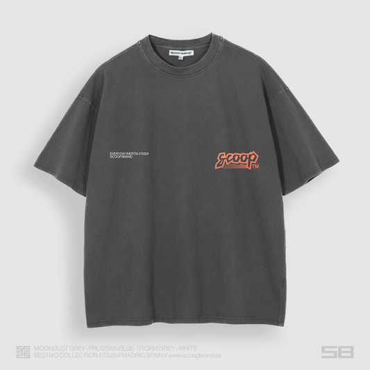 WASHED SHADOW GREY "INERCIA" OVERSIZED TEE