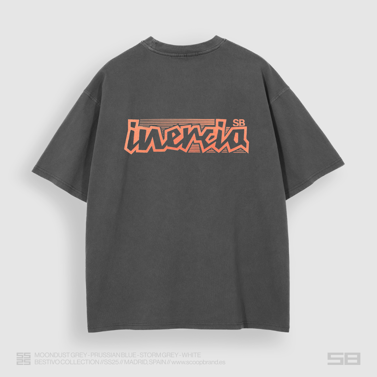 WASHED SHADOW GREY "INERCIA" OVERSIZED TEE
