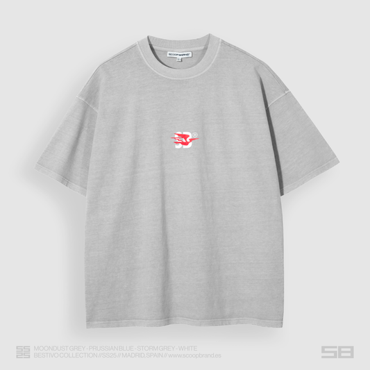 WASHED MOONDUST GREY "BENDITO PROBLEMA" OVERSIZED TEE
