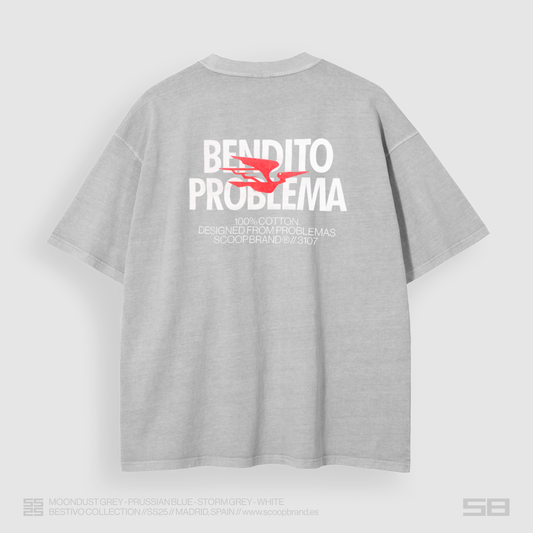 WASHED MOONDUST GREY "BENDITO PROBLEMA" OVERSIZED TEE