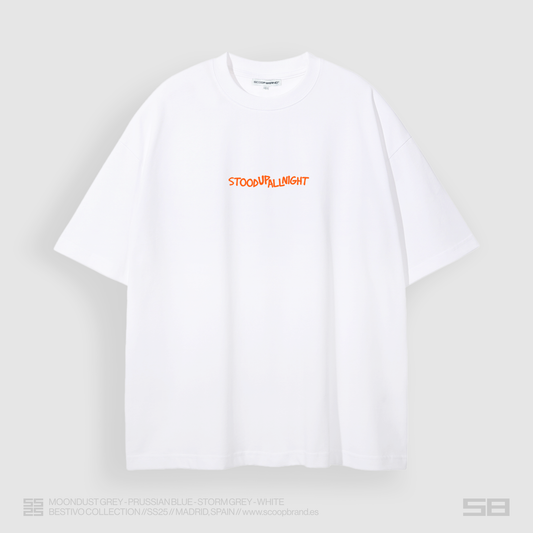 WHITE "STOOD UP ALL NIGHT" OVERSIZED TEE