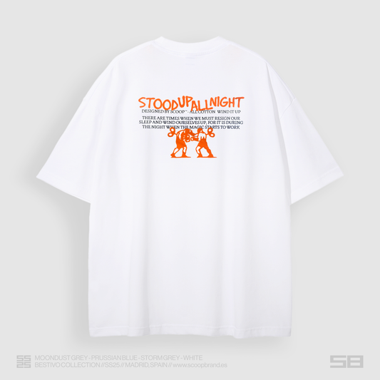 WHITE "STOOD UP ALL NIGHT" OVERSIZED TEE