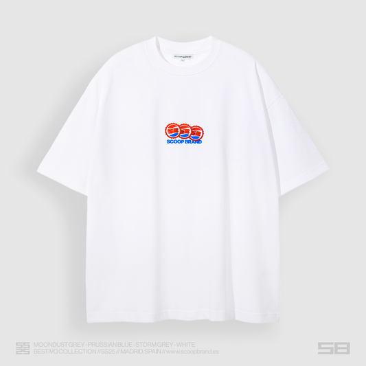 WHITE "DRINKS" OVERSIZED TEE