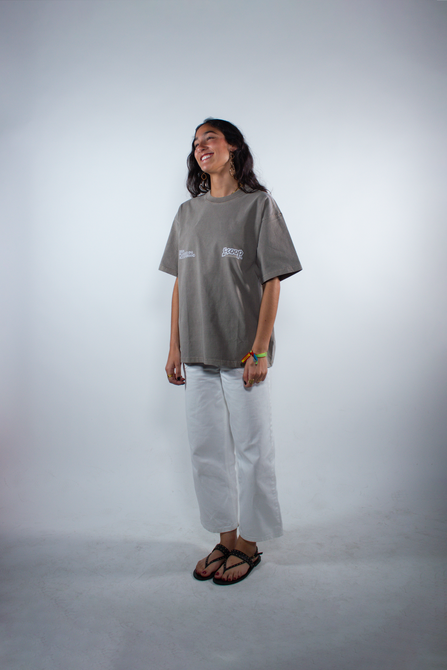 WASHED STONE GREY "INERCIA" OVERSIZED TEE