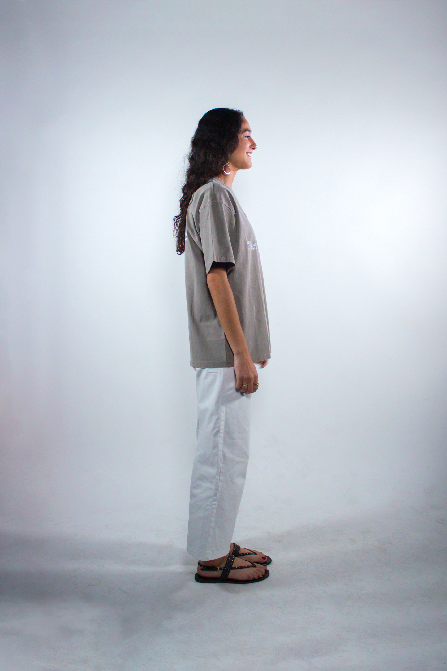 WASHED STONE GREY "INERCIA" OVERSIZED TEE