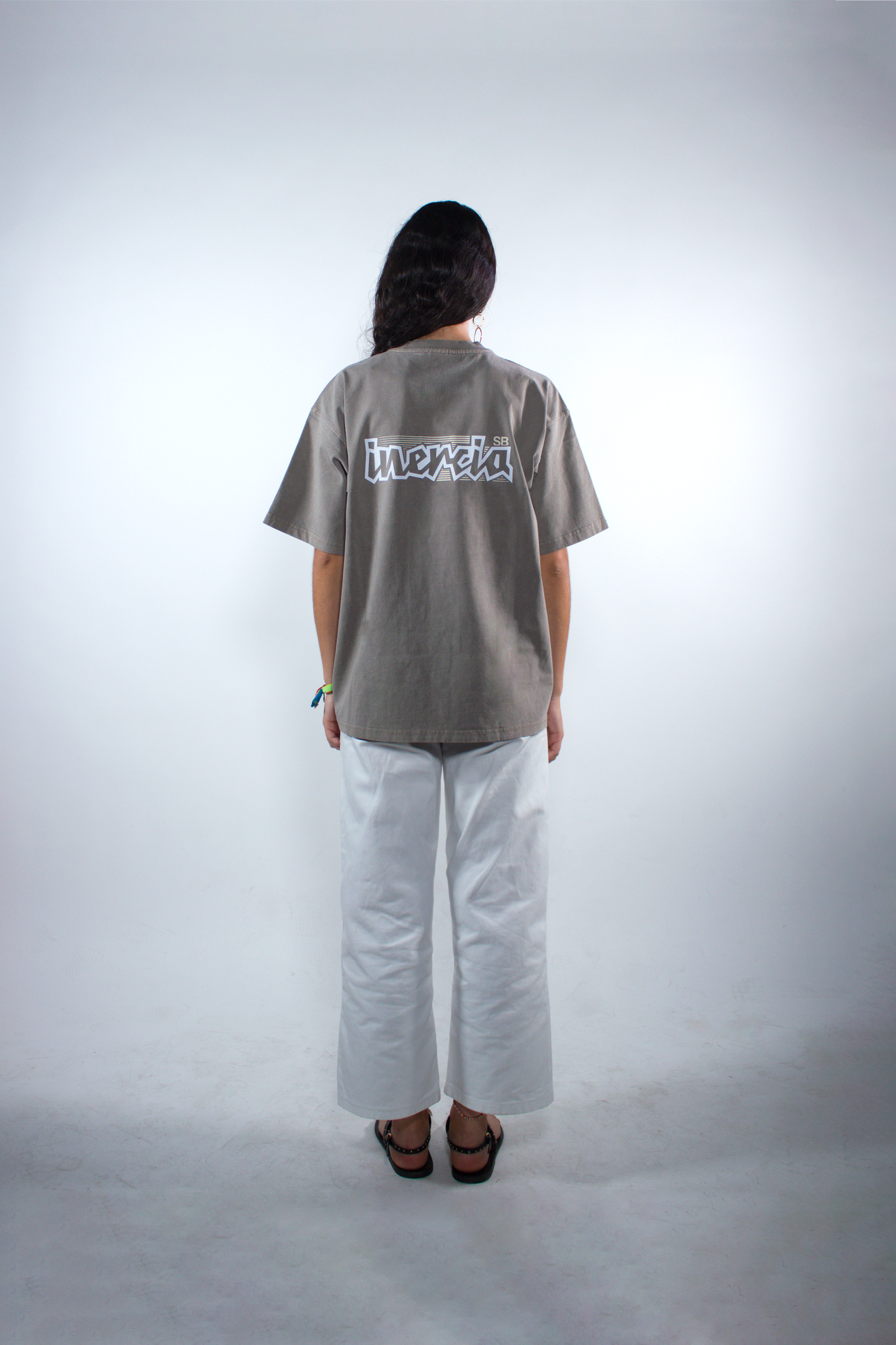 WASHED STONE GREY "INERCIA" OVERSIZED TEE