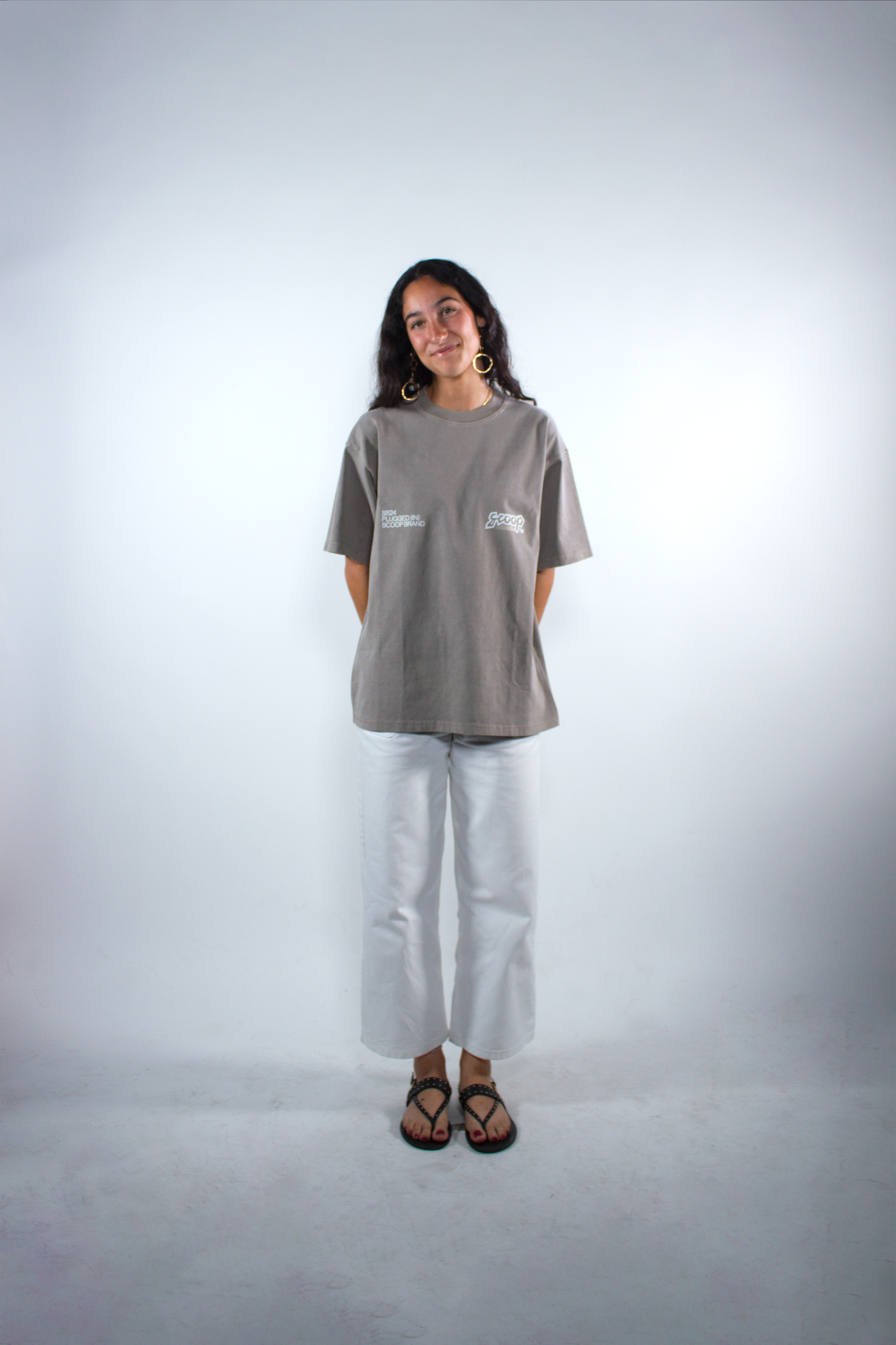WASHED STONE GREY "INERCIA" OVERSIZED TEE