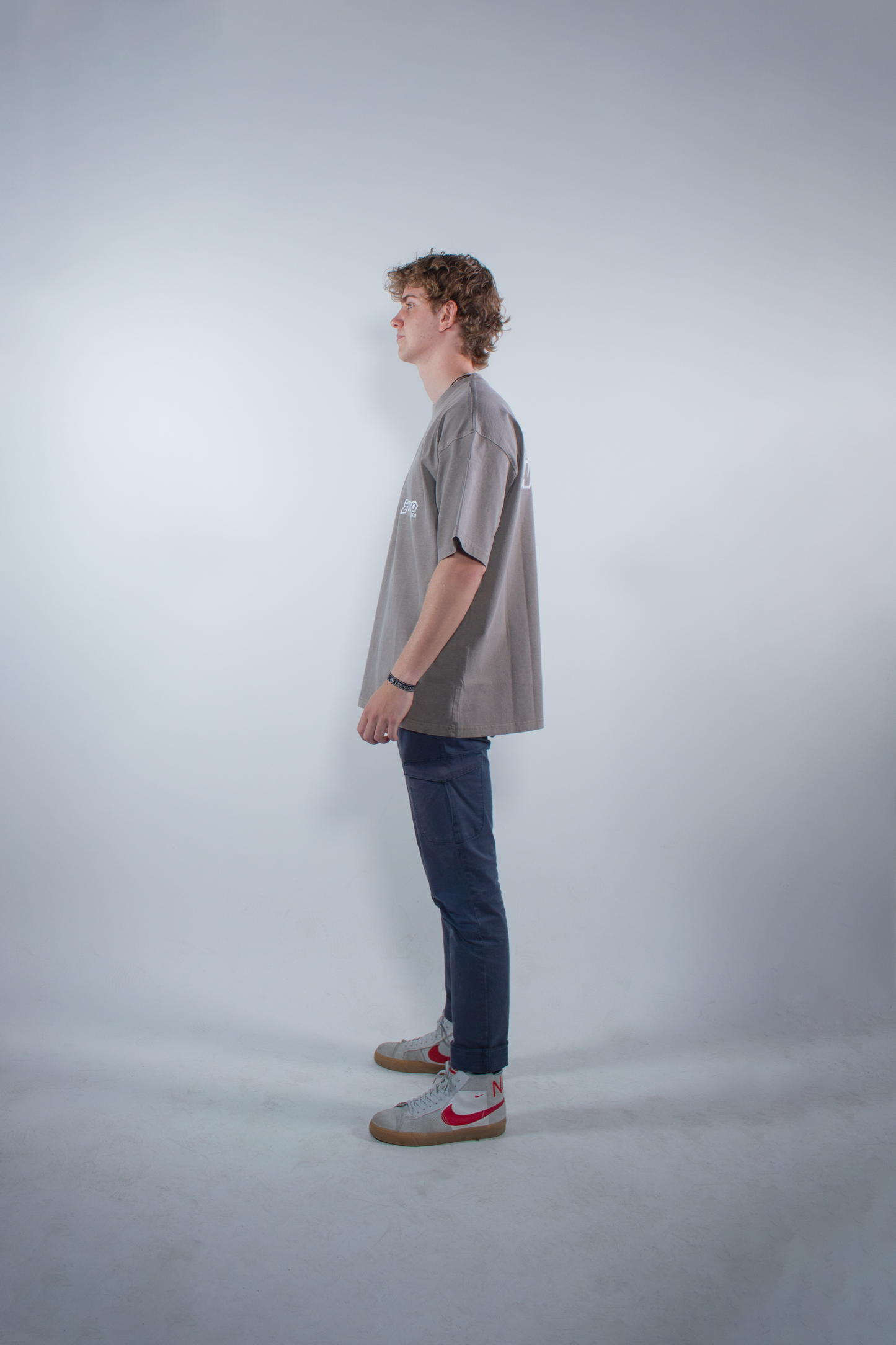 WASHED STONE GREY "INERCIA" OVERSIZED TEE