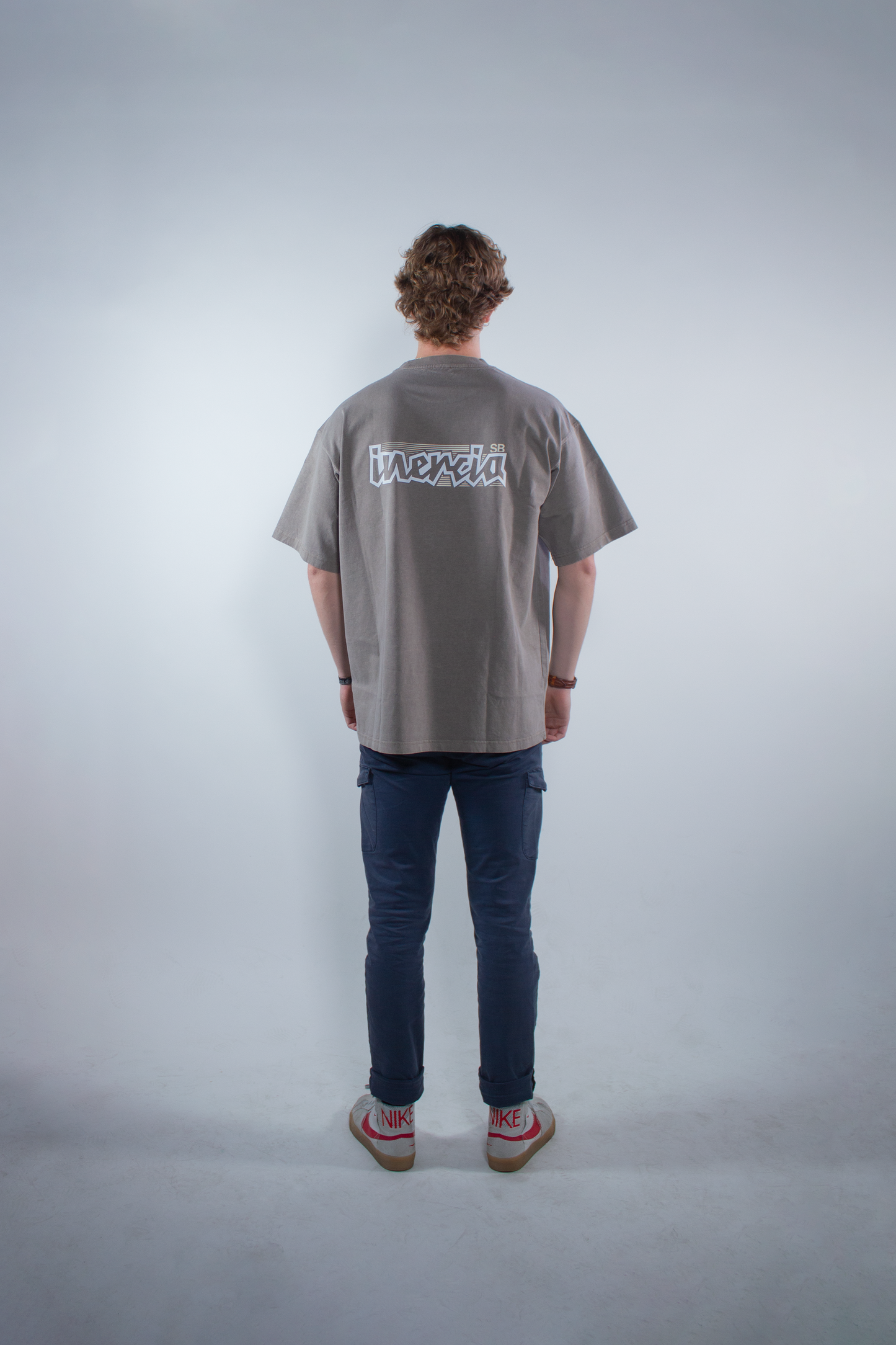 WASHED STONE GREY "INERCIA" OVERSIZED TEE