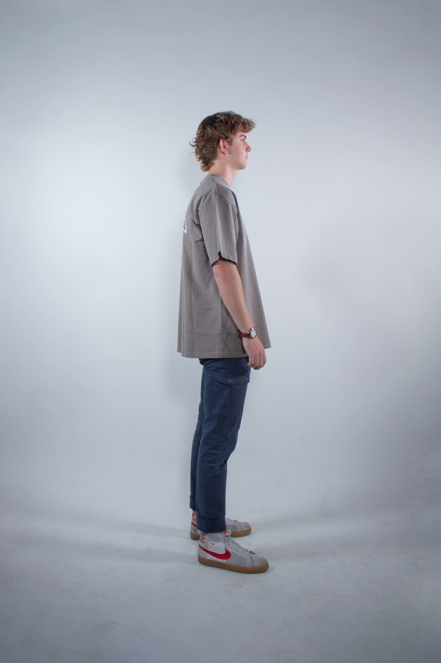 WASHED STONE GREY "INERCIA" OVERSIZED TEE