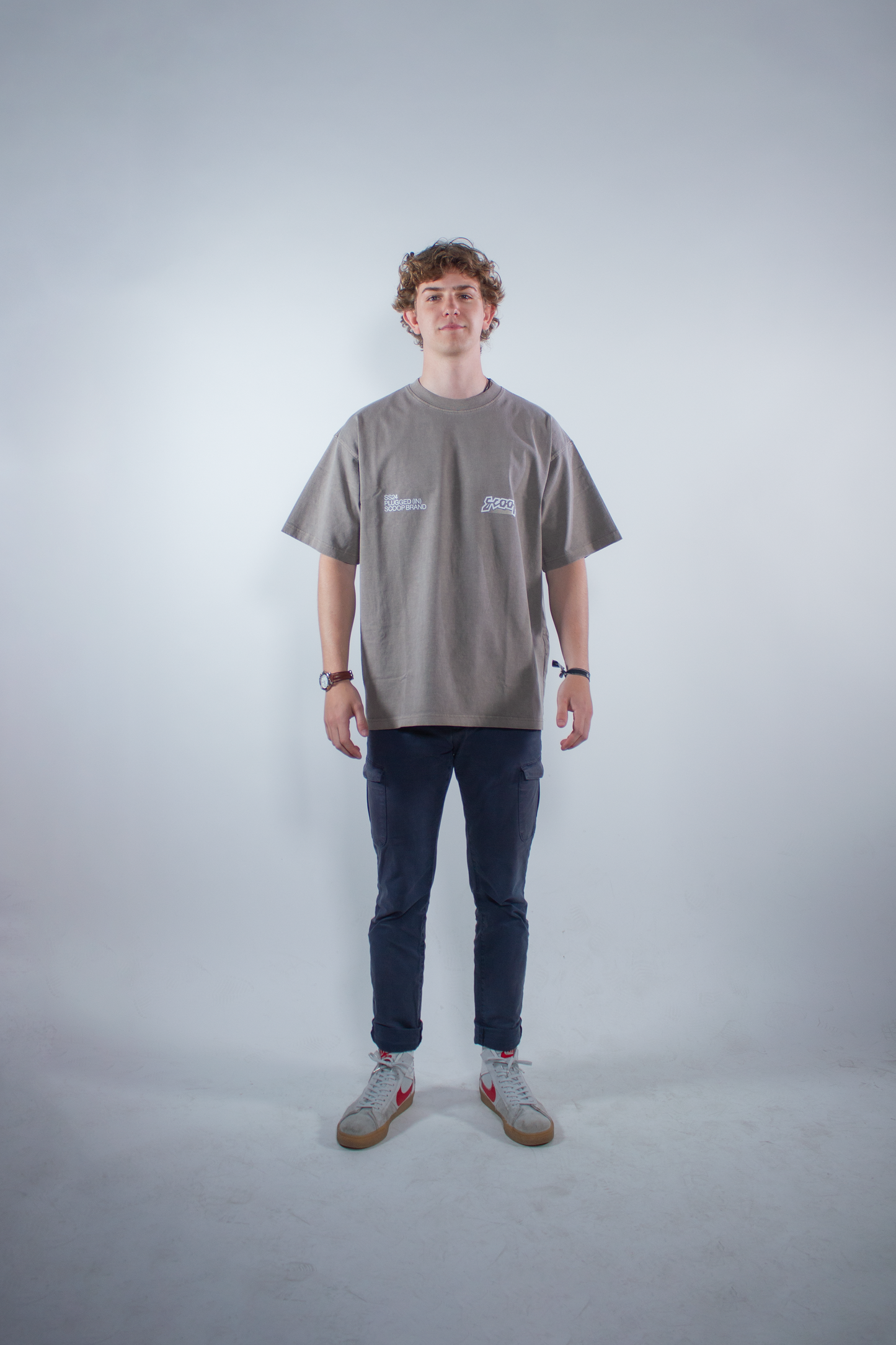 WASHED STONE GREY "INERCIA" OVERSIZED TEE