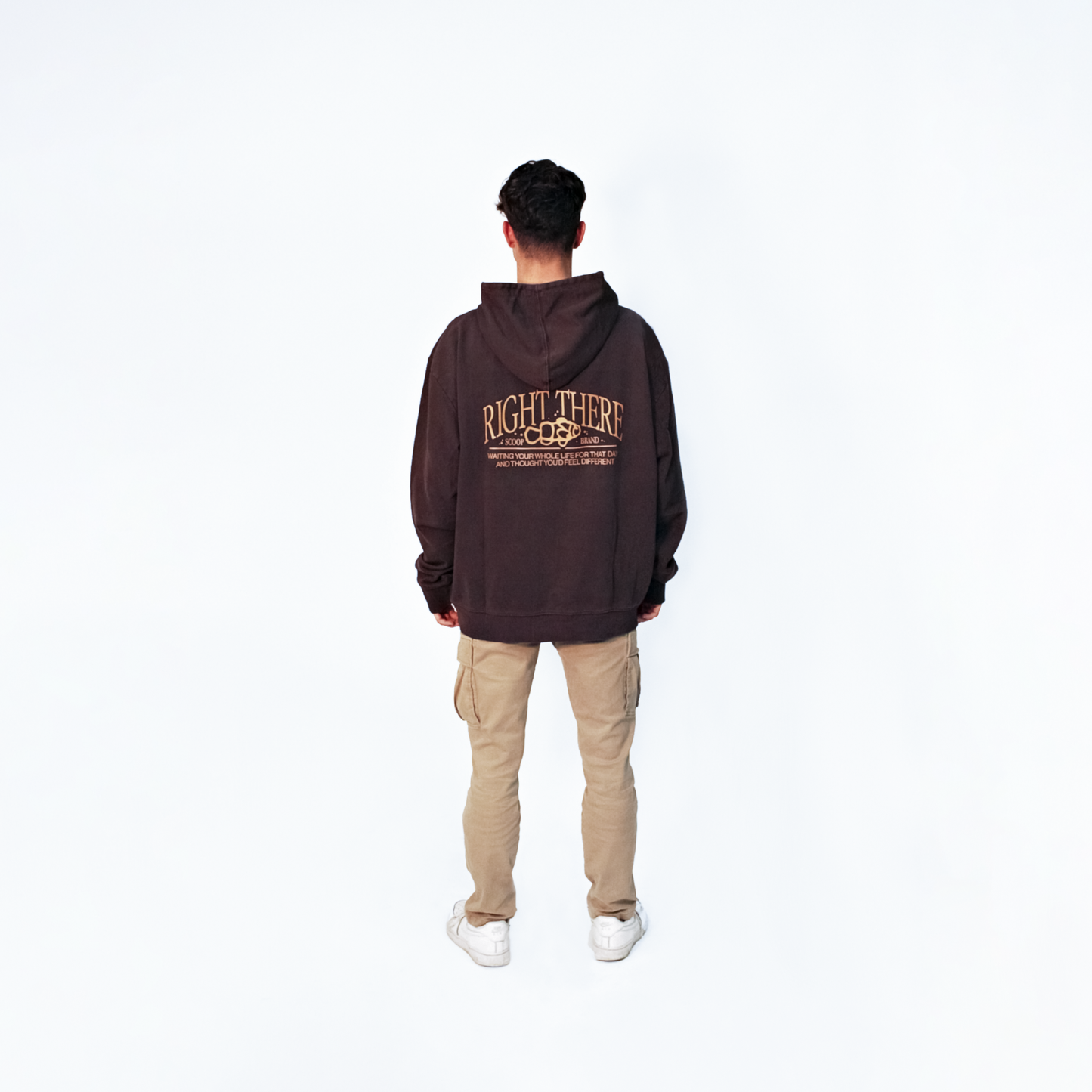 HICKORY BROWN "RIGHT THERE" OVERSIZED HOODIE