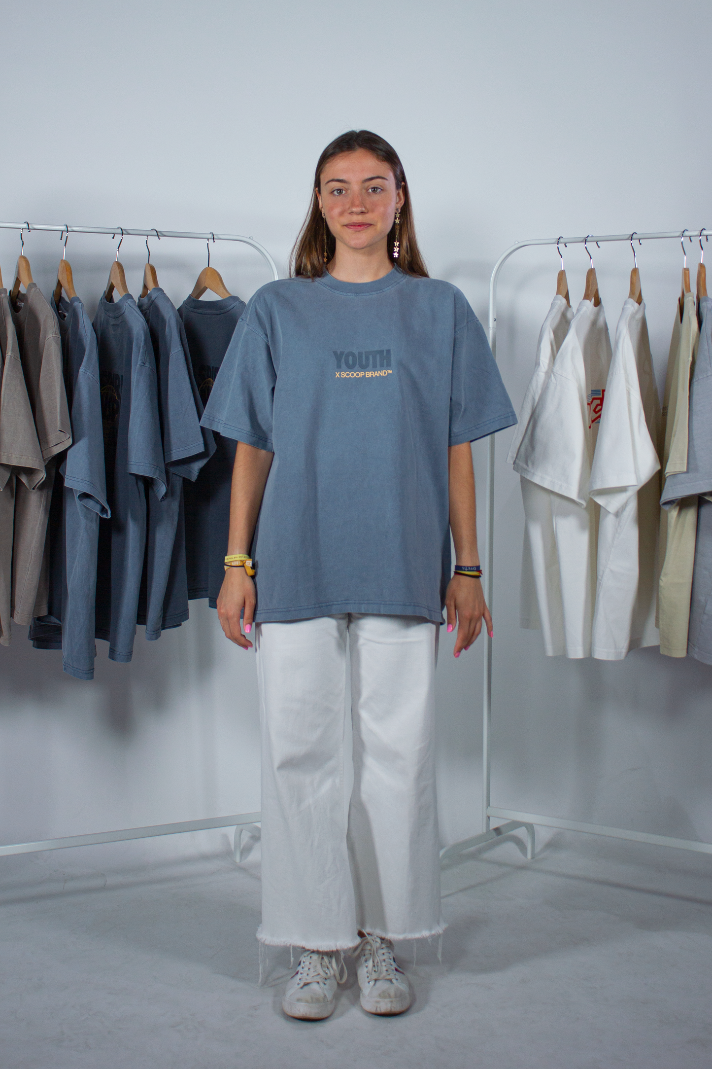 YOUTH REVOLUTION X SCOOP BRAND SLATE BLUE OVERSIZED TEE